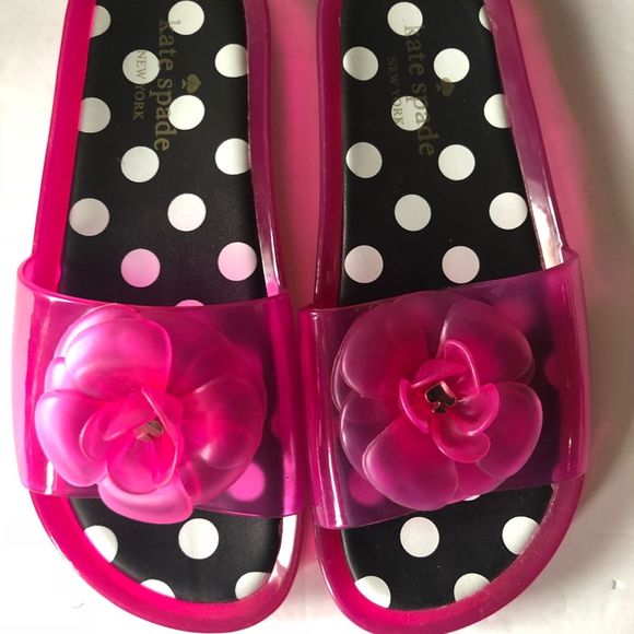 kate spade Shoes - Kate Spade Hot Pink Slides 7 polka dot lining